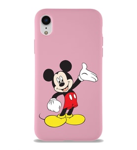 Apple iPhone XR Uyumlu Lansman Kılıf Mickey Mouse Tasarımlı Altı Kapalı İçi Kadife Kaplı  Kapak (Şeffaf)