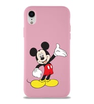 Apple iPhone XR Uyumlu Lansman Kılıf Mickey Mouse Tasarımlı Altı Kapalı İçi Kadife Kaplı  Kapak (Şeffaf)
