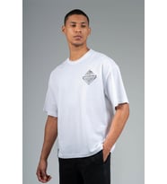 Maraton Oversize Erkek Bisiklet Yaka Beyaz T-shirt