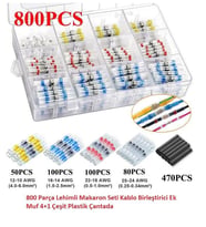 Goldenbee 800 Parça Lehimli Makaron Seti Kablo Birleştirici Ek Muf 4+1 Çeşit Plastik Çantada