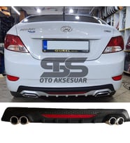 Hyundai Accent Blue Difüzör Arka Tampon Eki 4 Egzoz Çıkışlı Siyah Reflektörlü