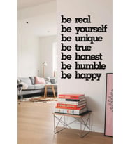 Be Real Be Yourself Ahşap Tablo Duvar Yazısı MDF Tablo Dekoratif Tablo (Siyah - Beyaz)