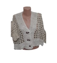 El Örgüsü Gold Simli Crop Hırka