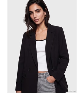 LCW Vision Siyah Kruvaze Yaka Kadın Blazer Ceket
