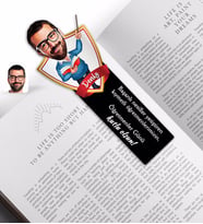 BK Gift Kişiye Özel Erkek Öğretmen Karikatürlü Ahşap Kitap Ayracı-2