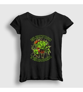 Presmono Kadın Siyah Blanka Oyun Street Fighter T-Shirt 395419tt