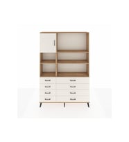 Arges Gardrop 7 Raflı 8 Çekmeceli Tek Kapaklı  132x30x195 Çam-Aytaşı