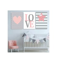 Yıldız Kalp Love Çocuk Odası Tablo Baby Konsept Dekor Tablo set 3'lü