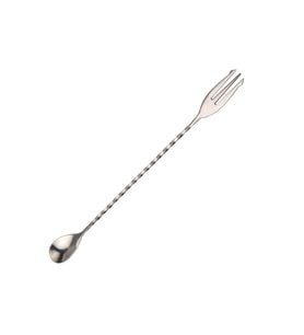 Burgulu Çatallı Bar Kaşığı 33 cm Kokteyl Karıştırma Kaşığı