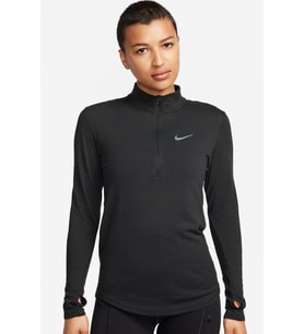 Nike Dri Fit Swift Half Zip Wool Slim Fit Running Top Kadın Yarım Fermuar Yaka Koşu Sweatshirt Siyah