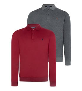 İKİLİ SET V4007 DEWBERRY ERKEK SWEATSHIRT-BORDO-ANTRASİT
