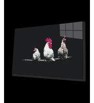 Horozlar Cam Tablo   36x23 Renkli