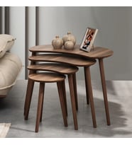VOVVAHOME MOON 4LÜ DÖRTLÜ MDF AHŞAP ZİGON SEHPA (Ceviz)