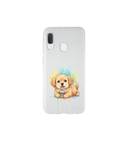 Samsung Galaxy A20e ile Uyumlu Splash Köpek Tasarımlı Şeffaf Silikon Kılıf