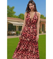 Maxi Batik Desenli A line Viskoz Plaj Elbisesi Yazlık Şık Mükemmel Uyum Şık Görünüm Seçkin Malzeme (Çok Renkli)