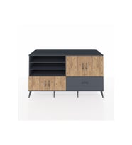 Kronos Konsol 5 Raflı Tek Çekmeceli 4 Kapaklı 176x59x99 Antrasit-Çam/Antrasit