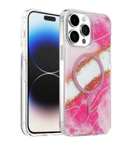Onegif iPhone 14 Pro Max Lotus Simli Magsafe Kapak - Pembe