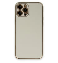 Pilelistore   iPhone 12 Pro Kılıf Coco Deri Silikon Kapak - Beyaz