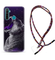Realme 5i 5 Pro 6i 7 Pro 8 Kılıf Boyun Asklı Rasta Silikon Purple Leopar 1750