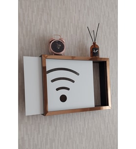 30x40x7 cm Wifi Desen Siyah-Bronz Duvara Asılabilir Sigorta ve Modem-Wifi Saklama Kutusu! Saklama Kutusu