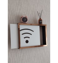 30x40x7 cm Wifi Desen Siyah-Bronz Duvara Asılabilir Sigorta ve Modem-Wifi Saklama Kutusu! Saklama Kutusu
