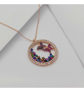 Gümüş Kelebek Çemberi Kolye 925 Ayar (Karışık)