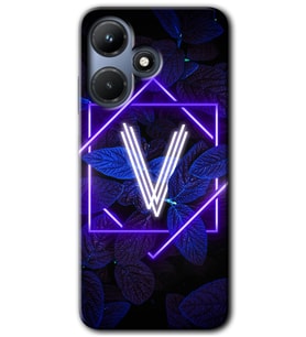 İnfinix Hot 30i Kılıf HD Desen Baskılı Kılıf - Dark Neon Yaprak V Harfi