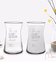 BK Gift Kişiye Özel Her Şey Çok Güzel Olacak Tasarımlı 2’li Heybeli Çay Bardağı Rakı Kadehi-1