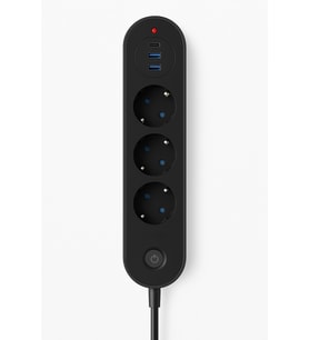 Termal Akım Korumalı 3'lü Priz – 2 USB-A + 1 Type-C Çıkış – 2500 Watt – Güvenlik ve Isı Koruması