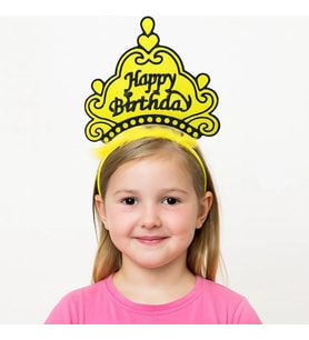 Sarı Happy Birthday Prenses Tacı – Doğum Günü Taç Aksesuarı (5047)