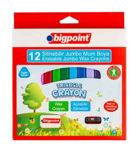 Bigpoint Wax Crayon Silinebilir Jumbo Mum Boya 12 Renk
