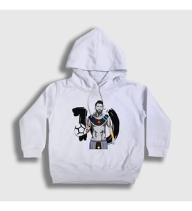 Presmono Unisex Çocuk Beyaz 10 Soccer Futbol Lionel Messi Kapüşonlu Sweatshirt 313818tt