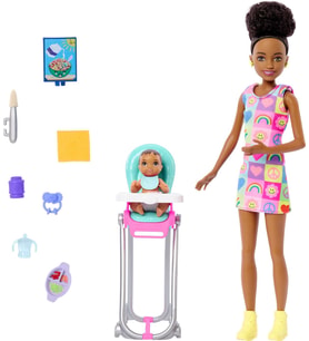 Barbie Skipper Doll & Playset With Accessories, Yemek Zamanı Temalı Bebek Bakıcılığı Seti, Renk Deği (Çok Renkli)