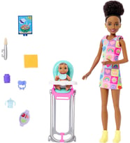 Barbie Skipper Doll & Playset With Accessories, Yemek Zamanı Temalı Bebek Bakıcılığı Seti, Renk Deği (Çok Renkli)