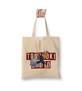 Todoroki Shoto My Hero Academia Bez Çanta Uzun Saplı Alışveriş Çantası Plaj Çantası (Beyaz)