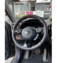 Kia Sportage QL Dikme Direksiyon Kılıfı Alcantara Süet Mat Karbon Kırmızı Yüzük ve Dikiş 2015-2018