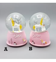 Mini Pembe Kar Küresi - Sevimli Unicorn ve Kız Tasarımlı - Işıklı
