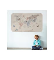 Eğitici Dünya Haritası Dünya Atlası Çocuk ve Bebek Odası Duvar Sticker-3809-60x105