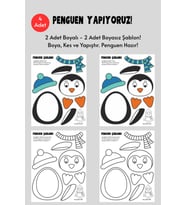 Penguen Şablonu, 4 Adet A4 Boyut, Kalın ve Sert Kağıt.