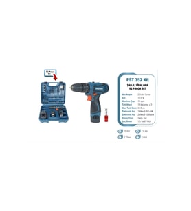 PST 352 12 V 2.0 Ah Li-ion Pil Darb.Şarjlı 52 Parça Set