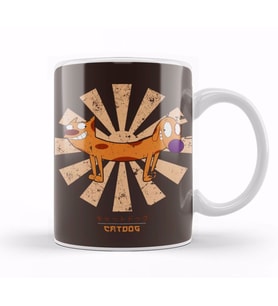 Catdog Retro Japanese Kupa Bardak Porselen