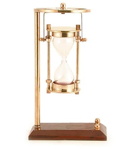 DENİZCİLİK GRUBU-Marine Pirinç Aksesuar-STANDLI KUM SAATİ-13*8*21 CM-JTTR31465 (Sarı)