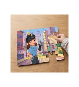 Kadın Mutlu Polis Tasarımlı 24 Parça Ahşap Çocuk Puzzle MPK0949