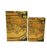 Kutu Kitap Harita 2'li Set Dekoratif Hediyelik