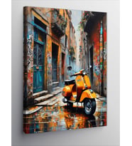 Kanvas Tablo Retro Scooter Motosiklet