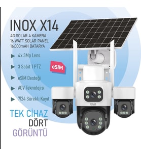 INOX 3MP 4Lens PT Speed Dome 3.6mm IP Solar Kamera E-Sim X14
