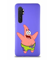 Xiaomi Mi Note 10 Lite Soft Premier Kapak Patrick Yıldız Tasarımlı Silikon Kılıf - Mor (Şeffaf)