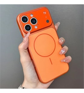 ?Phone 16 Pro ile Uyumlu 17 Pro G�r�n�ml� Magsafe Destekli Kablosuz ?arj �zellikli Kamera Lens Korumal? ??k Metal G�r�n�ml� Telefon K?l?f?