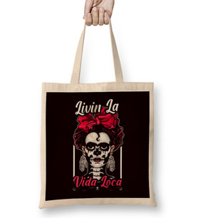 Santa Muerte Female Deity Satanic Sugar Skull Mexican Dead Bez Çanta Uzun Saplı