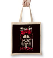 Santa Muerte Female Deity Satanic Sugar Skull Mexican Dead Bez Çanta Uzun Saplı